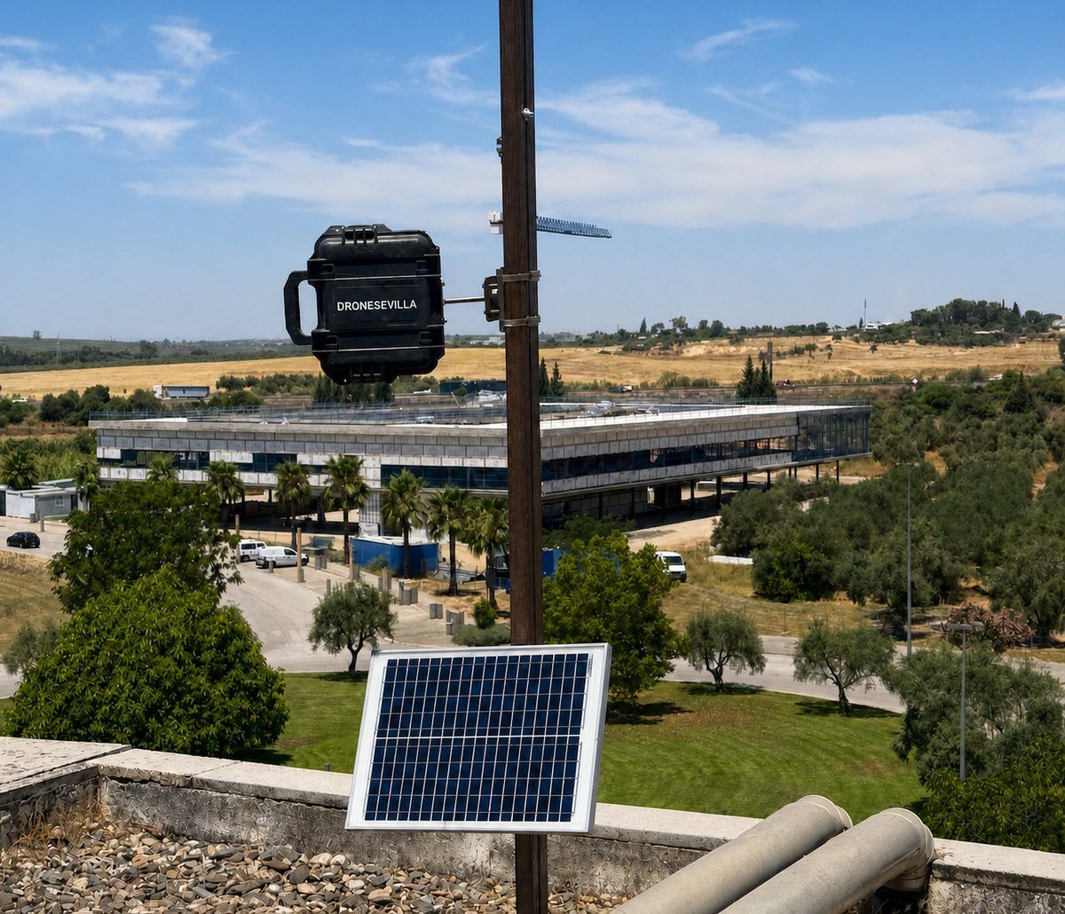 Cámara fija de timelapse instalada en una obra